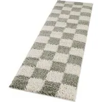 Chester Checkered Shaggy Rug - Sage