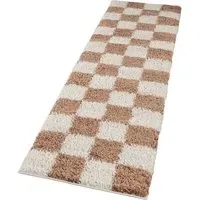 Chester Checkered Shaggy Rug - Terracotta
