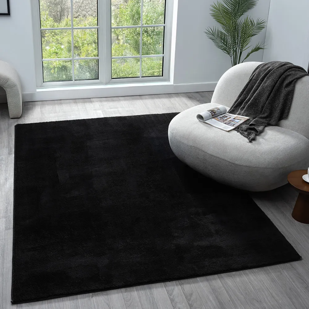 Comfy Anti Slip Rug - Black, Polyester