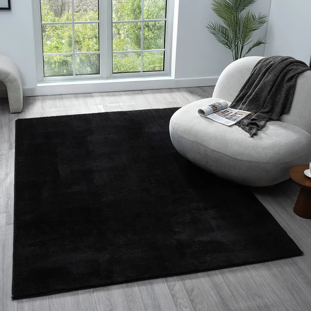 Comfy Anti Slip Rug - Black, Polyester