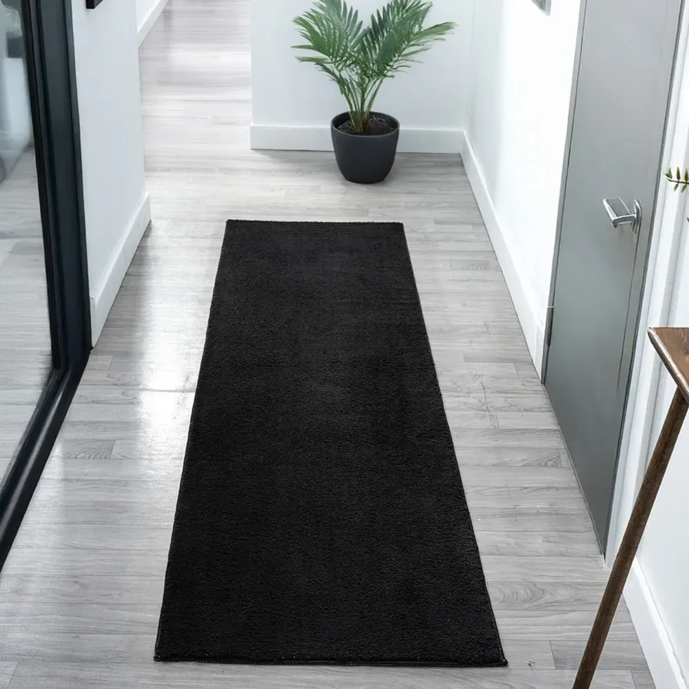 Comfy Anti Slip Rug - Black, Polyester