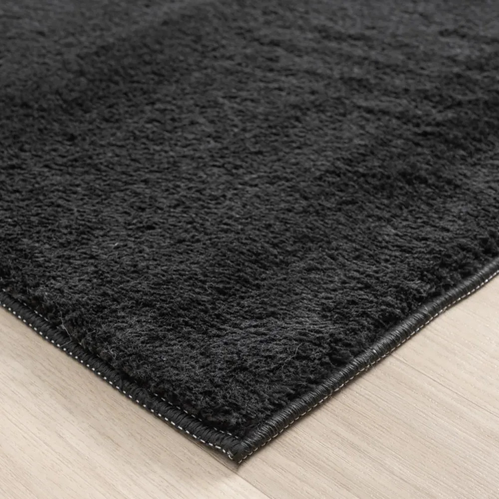 Comfy Anti Slip Rug - Black, Polyester