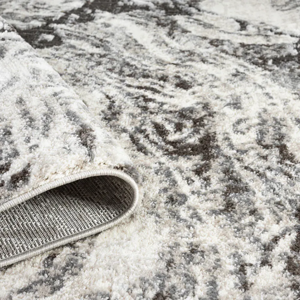 Eleanor Grey Abstract Embossed Rug - Grey, Polypropylene