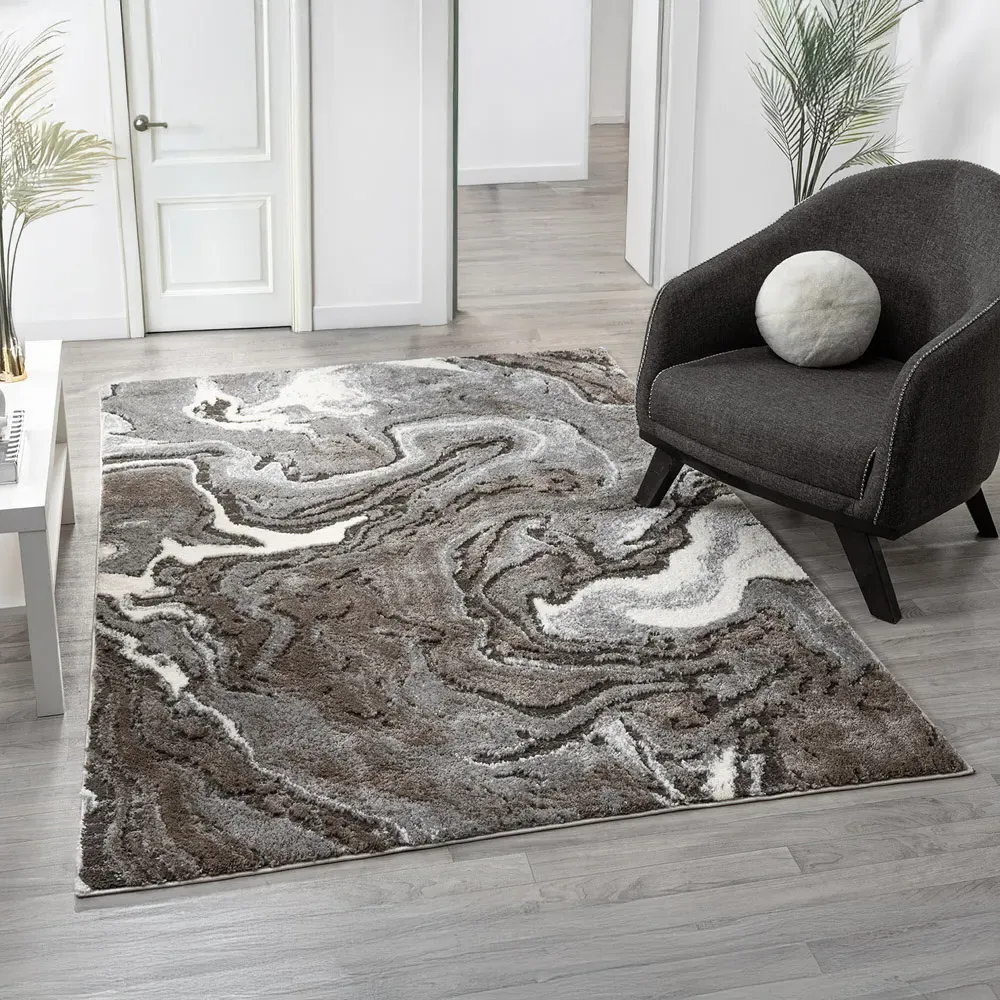 Eleanor Marble Embossed Rug - Grey