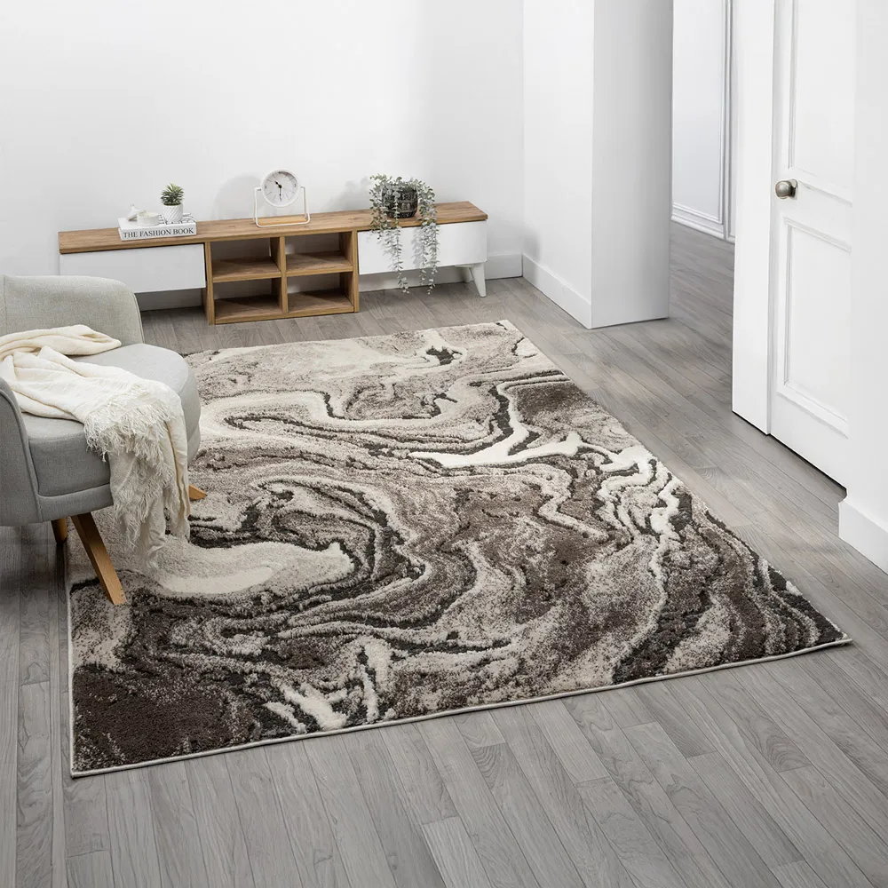 Eleanor Marble Embossed Rug - Mocha