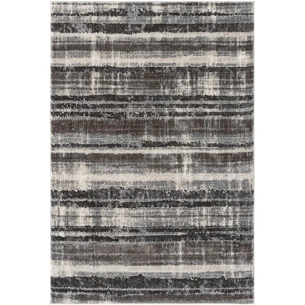 Eleanor Striped Embossed Rug - Grey