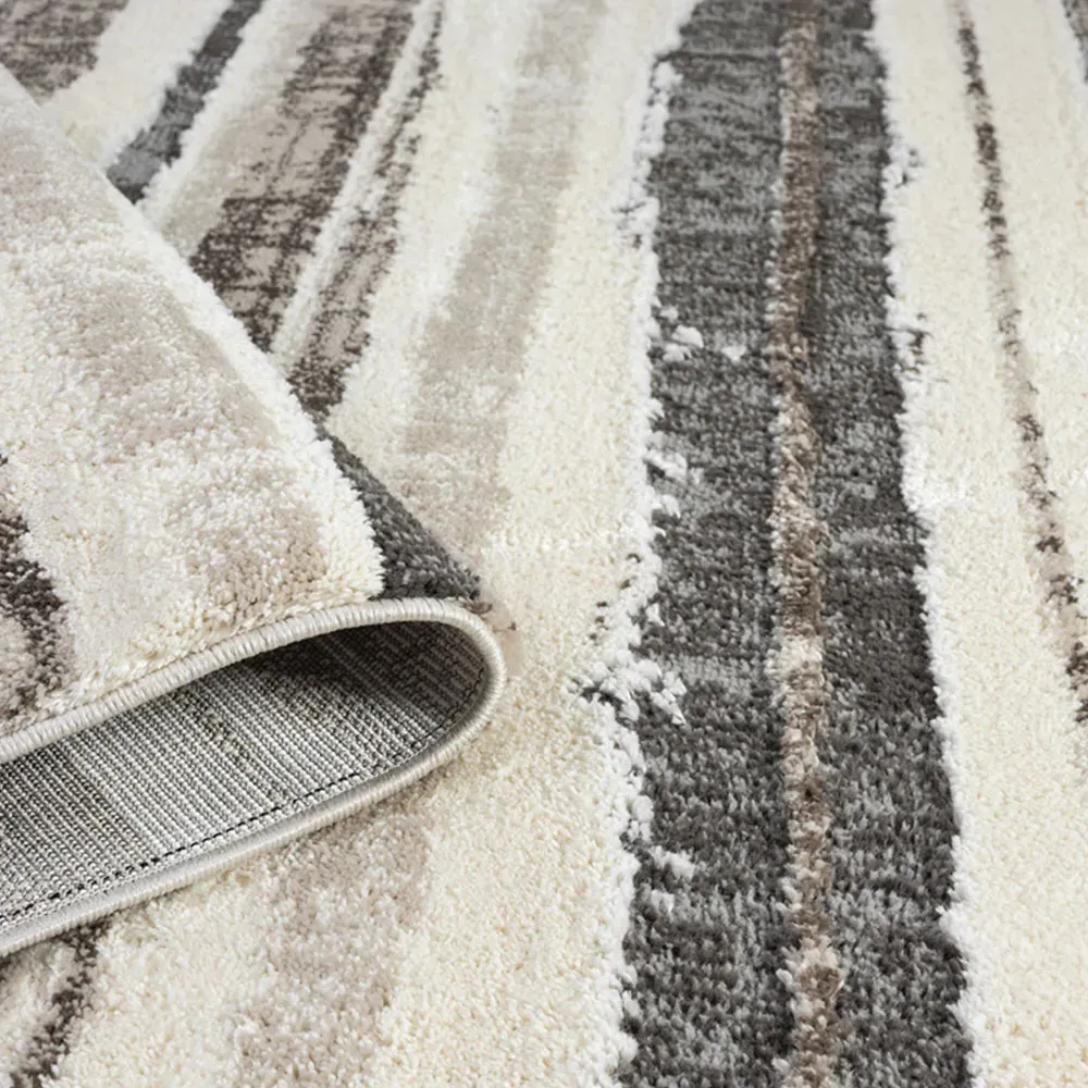 Eleanor Striped Embossed Rug - Mocha
