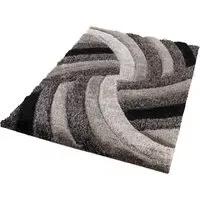 Grey Swirl Shimmer Shaggy Area Rug - Grey, Polyester
