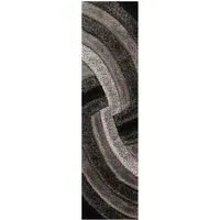 Grey Swirl Shimmer Shaggy Area Rug - Grey, Polyester