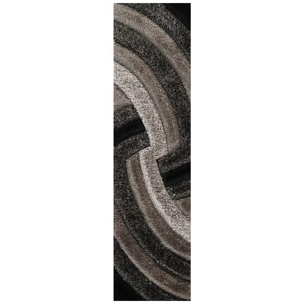 Grey Swirl Shimmer Shaggy Area Rug - Grey, Polyester