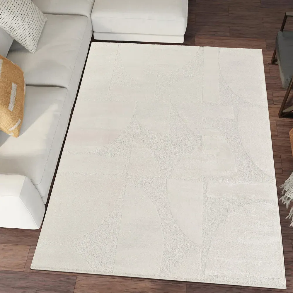 Hamilton Abstract Motif Rug - Cream, Polypropylene
