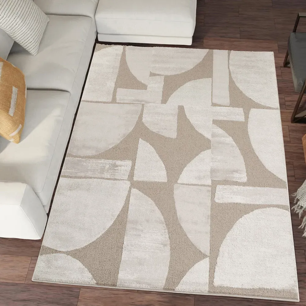Hamilton Abstract Motif Rug - Mocha, Polypropylene