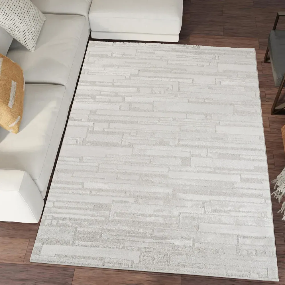 Hamilton Geometric Rug - Silver, Polypropylene