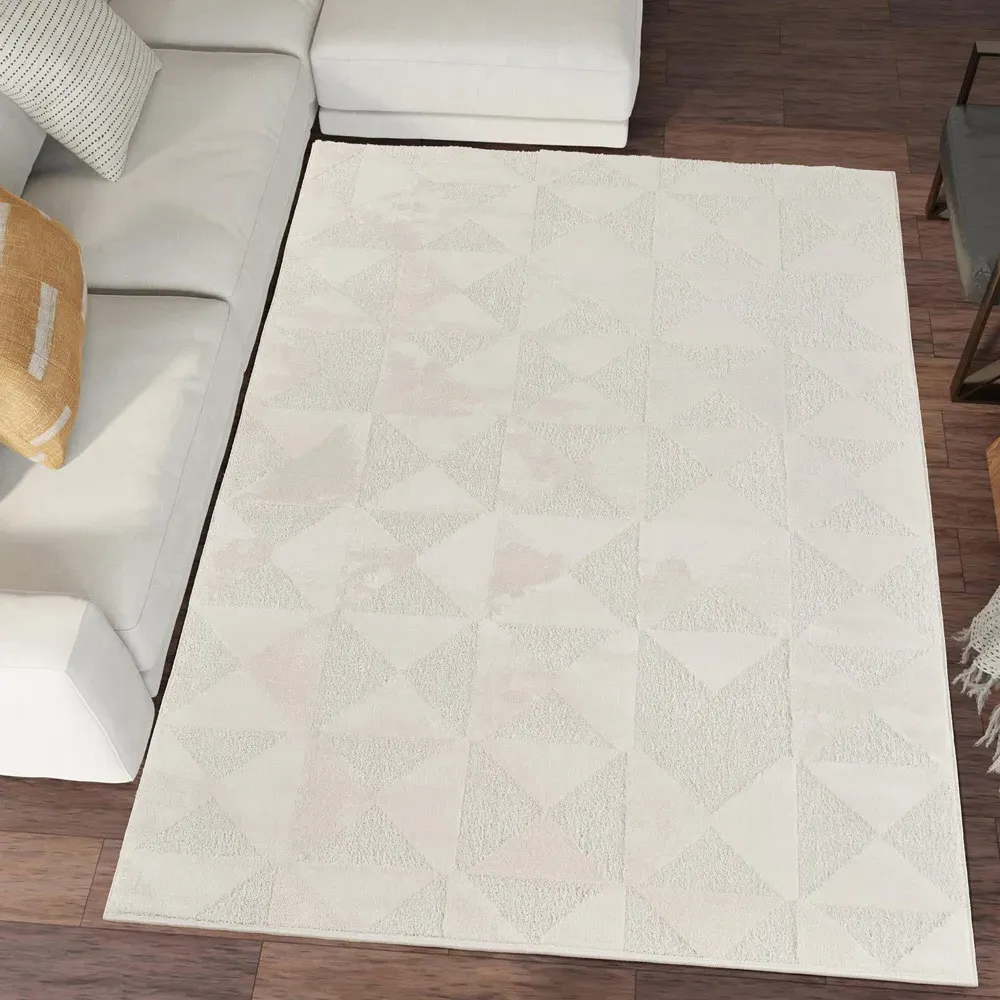 Hamilton Geometric Triangle Mosaic Rug - Cream
