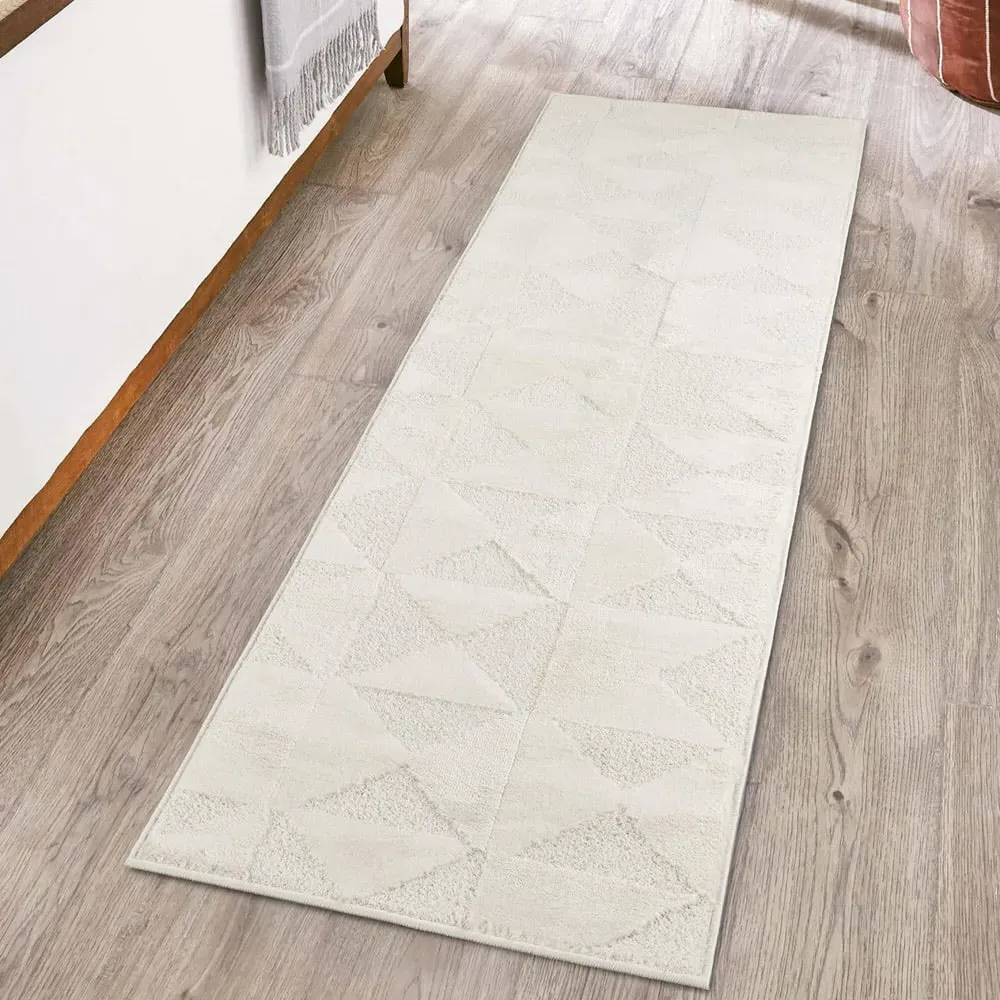 Hamilton Geometric Triangle Mosaic Rug - Cream