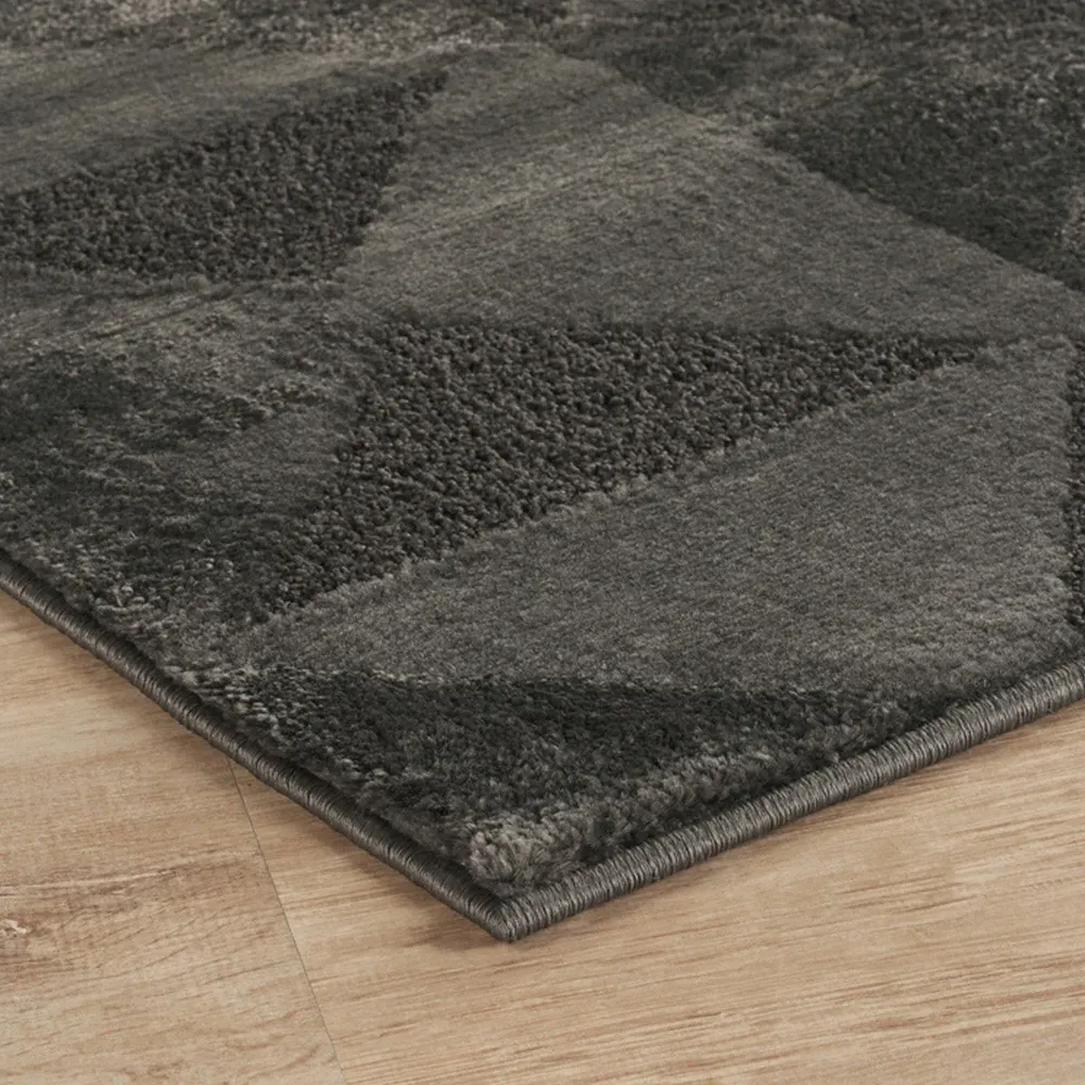 Hamilton Geometric Triangle Mosaic Rug - Grey, Polypropylene