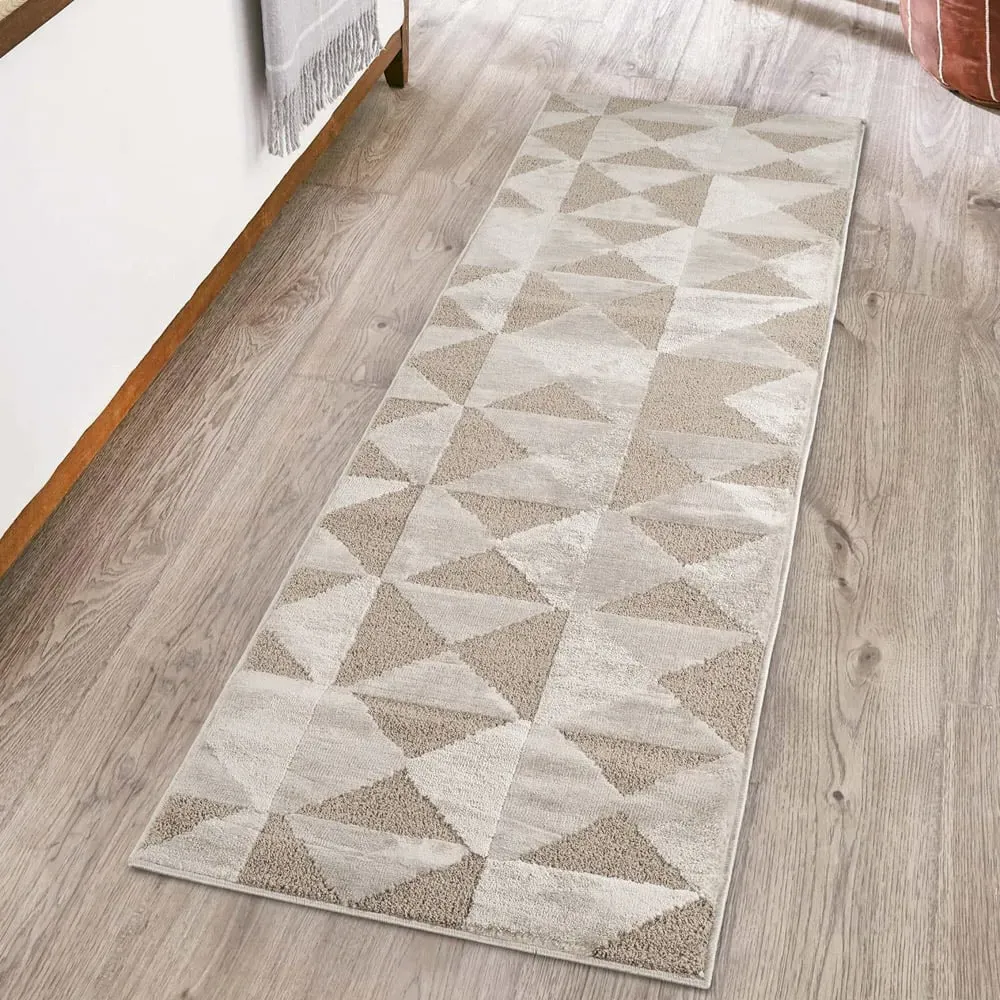 Hamilton Geometric Triangle Mosaic Rug - Mocha, Polypropylene