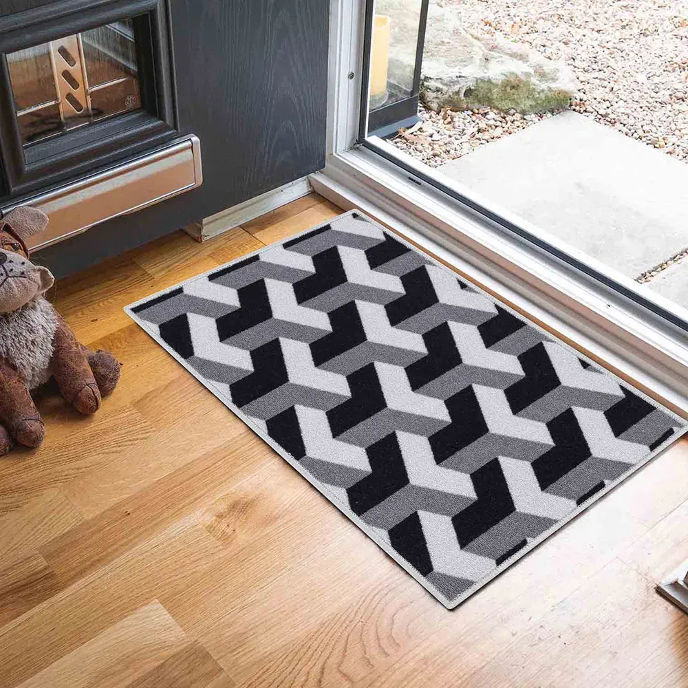 Havana Chevron Anti Slip Door Mat - Grey, Nylon