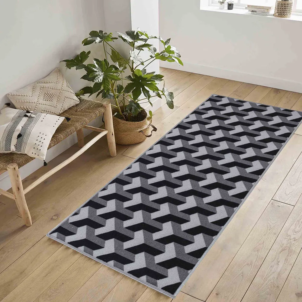 Havana Chevron Anti Slip Door Mat - Grey, Nylon