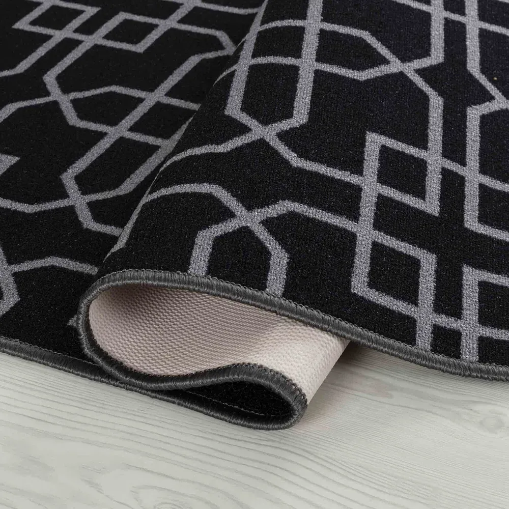 Havana Cubed Trellis Anti Slip Door Mat - Black