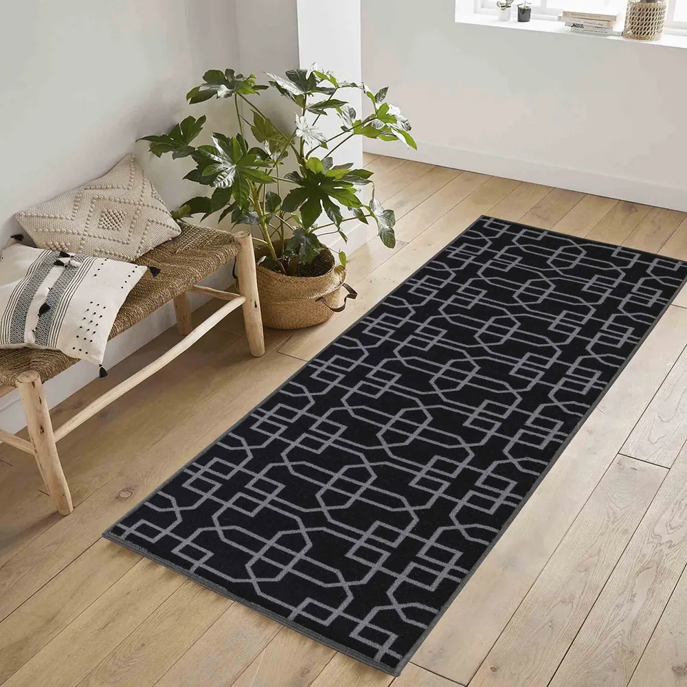 Havana Cubed Trellis Anti Slip Door Mat - Black
