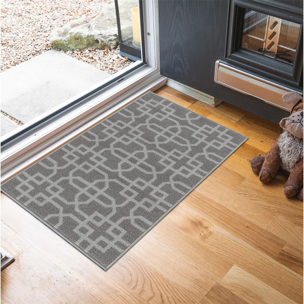 Havana Cubed Trellis Anti Slip Door Mat - Dark Grey