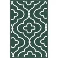 Havana Emerald Quatrefoil Anti Slip Door Mat - Green, Nylon
