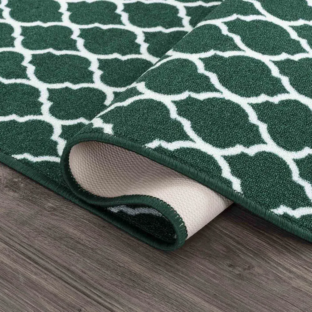 Havana Emerald Trellis Anti Slip Door Mat - Green, Nylon