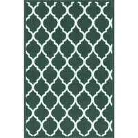 Havana Emerald Trellis Anti Slip Door Mat - Green, Nylon