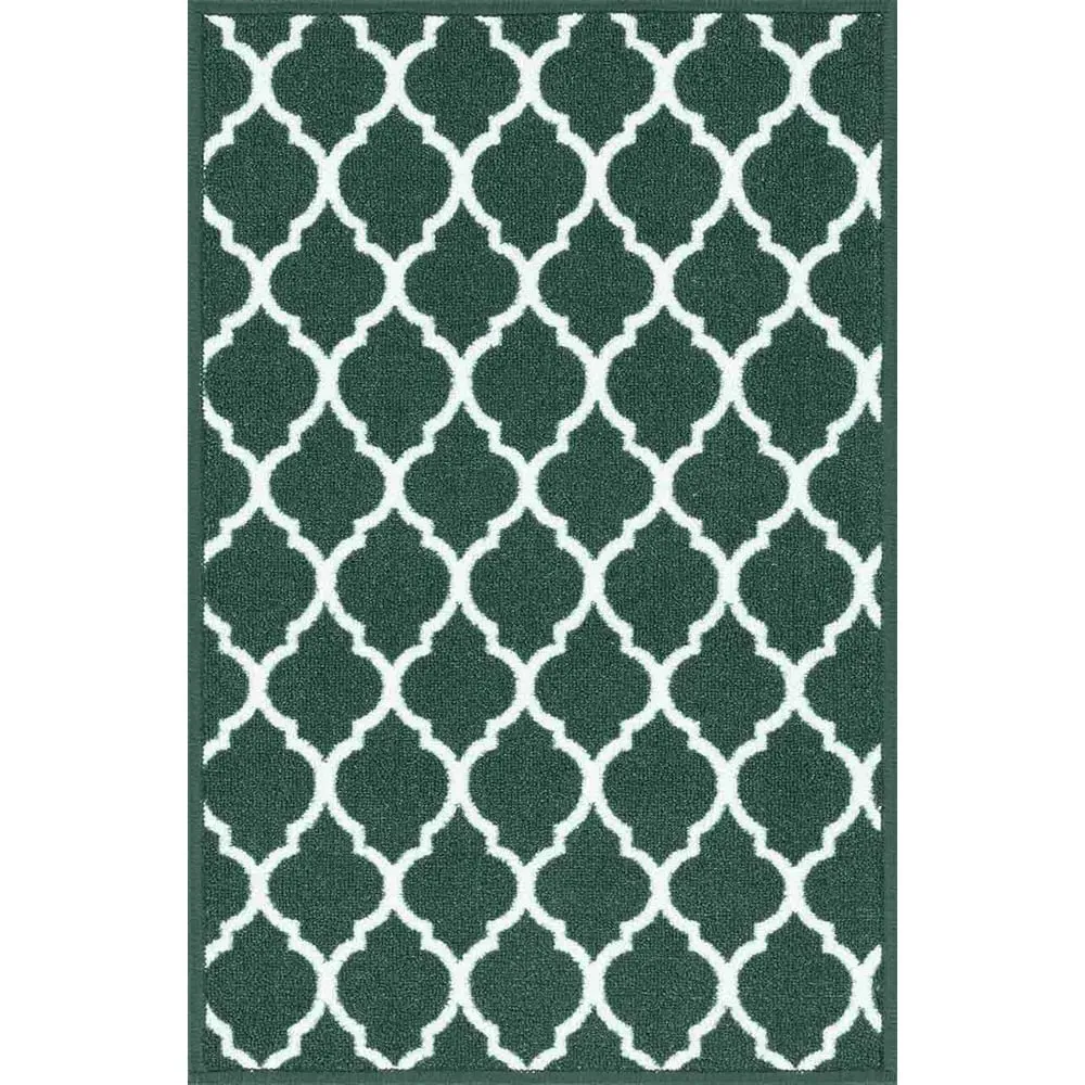 Havana Emerald Trellis Anti Slip Door Mat - Green, Nylon