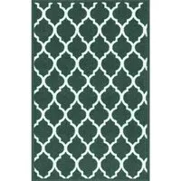 Havana Emerald Trellis Anti Slip Door Mat - Green, Nylon