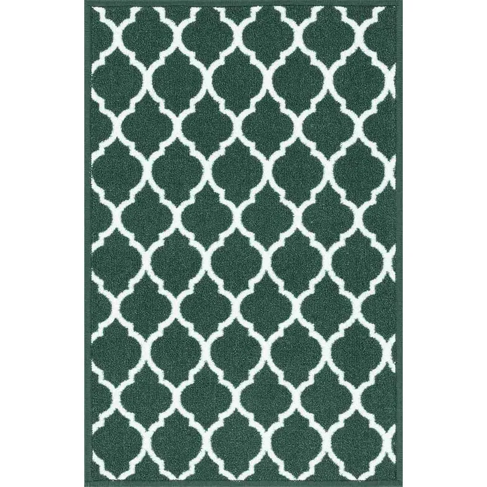 Havana Emerald Trellis Anti Slip Door Mat - Green, Nylon
