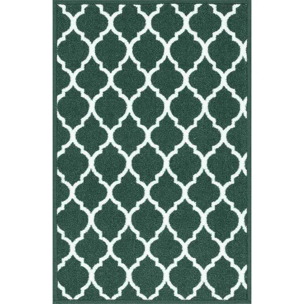 Havana Emerald Trellis Anti Slip Door Mat - Green, Nylon