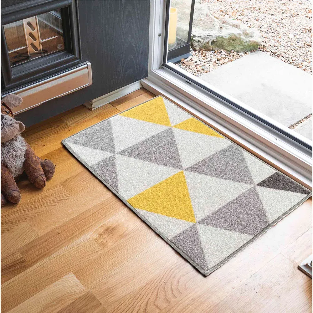 Havana Geometric Anti Slip Door Mat - Light Gold