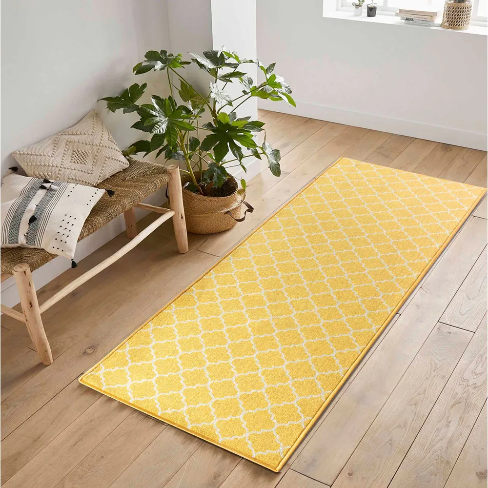 Havana Gold Trellis Anti Slip Door Mat - Gold, Nylon