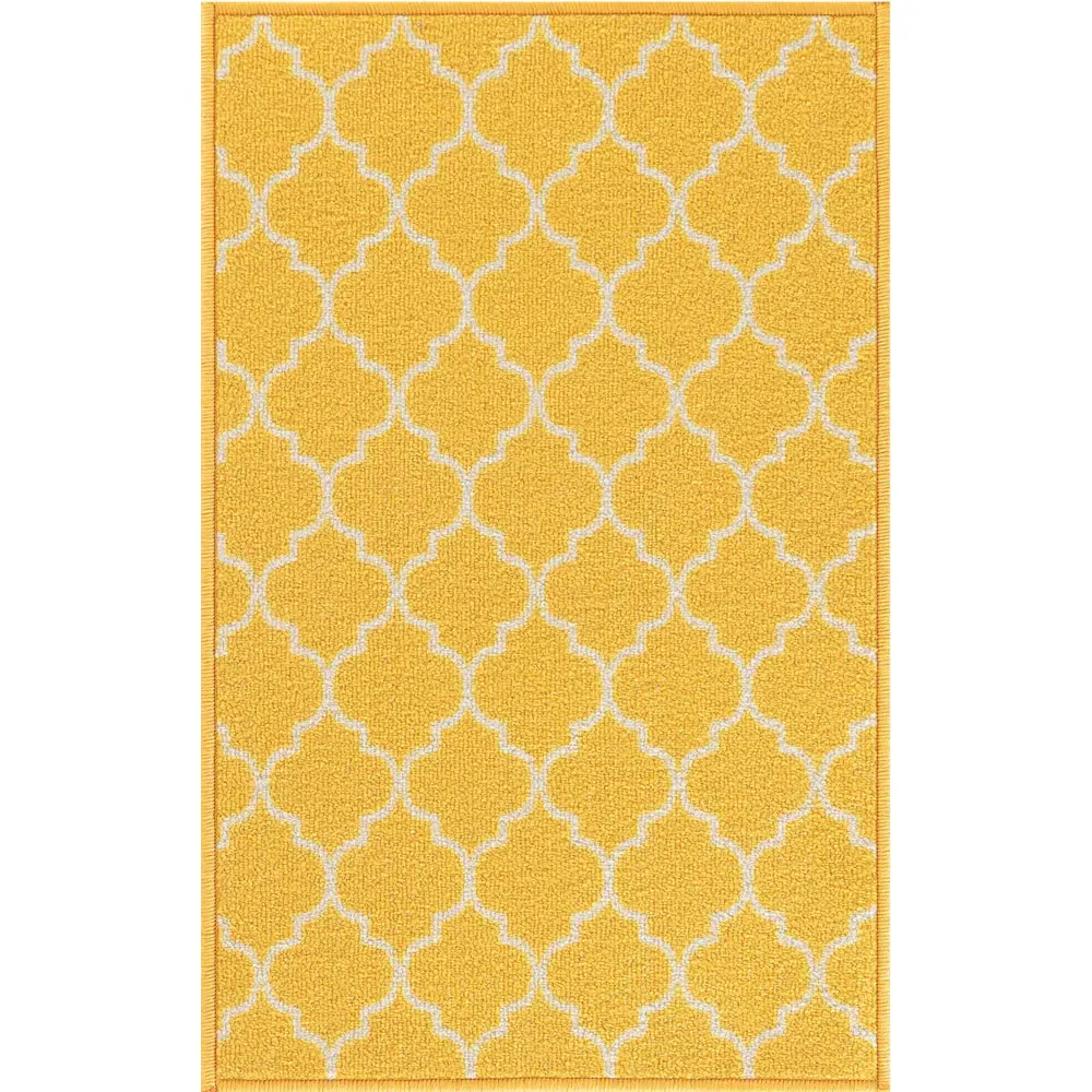 Havana Gold Trellis Anti Slip Door Mat - Gold, Nylon