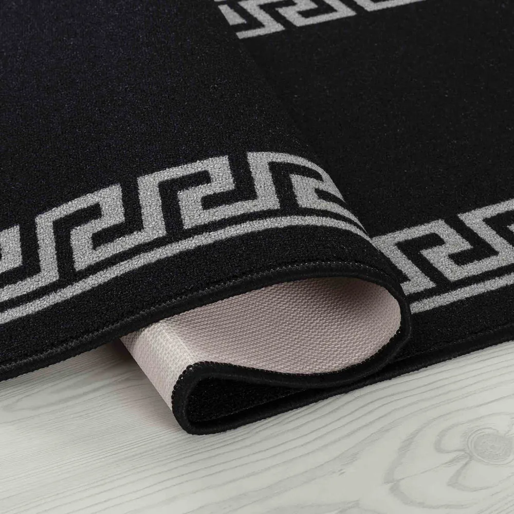Havana Greek Key Anti Slip Door Mat - Black, Nylon