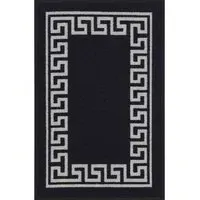 Havana Greek Key Anti Slip Door Mat - Black, Nylon