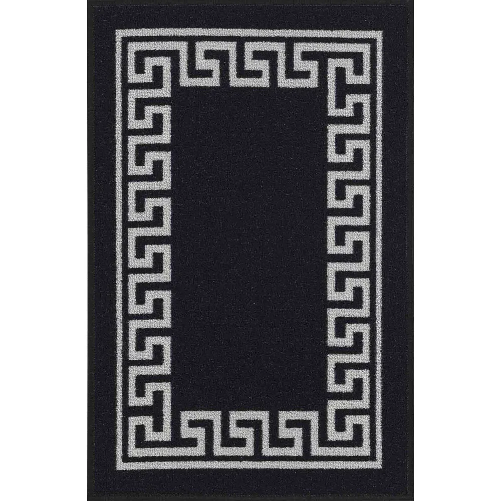 Havana Greek Key Anti Slip Door Mat - Black, Nylon