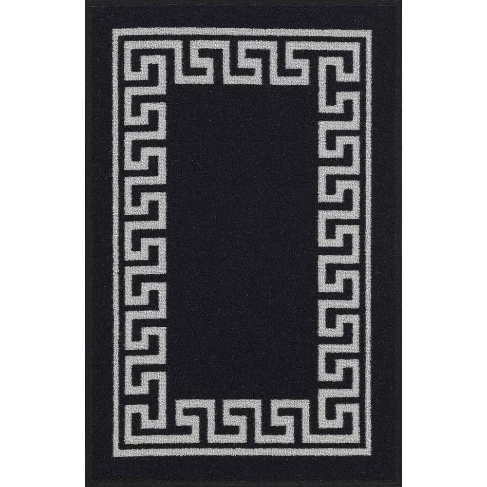 Havana Greek Key Anti Slip Door Mat - Black, Nylon