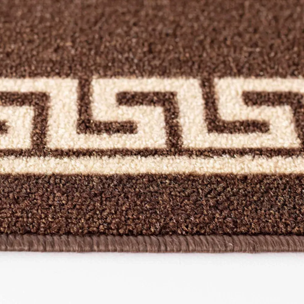 Havana Greek Key Anti Slip Door Mat - Brown, Nylon