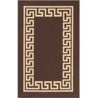 Havana Greek Key Anti Slip Door Mat - Brown, Nylon