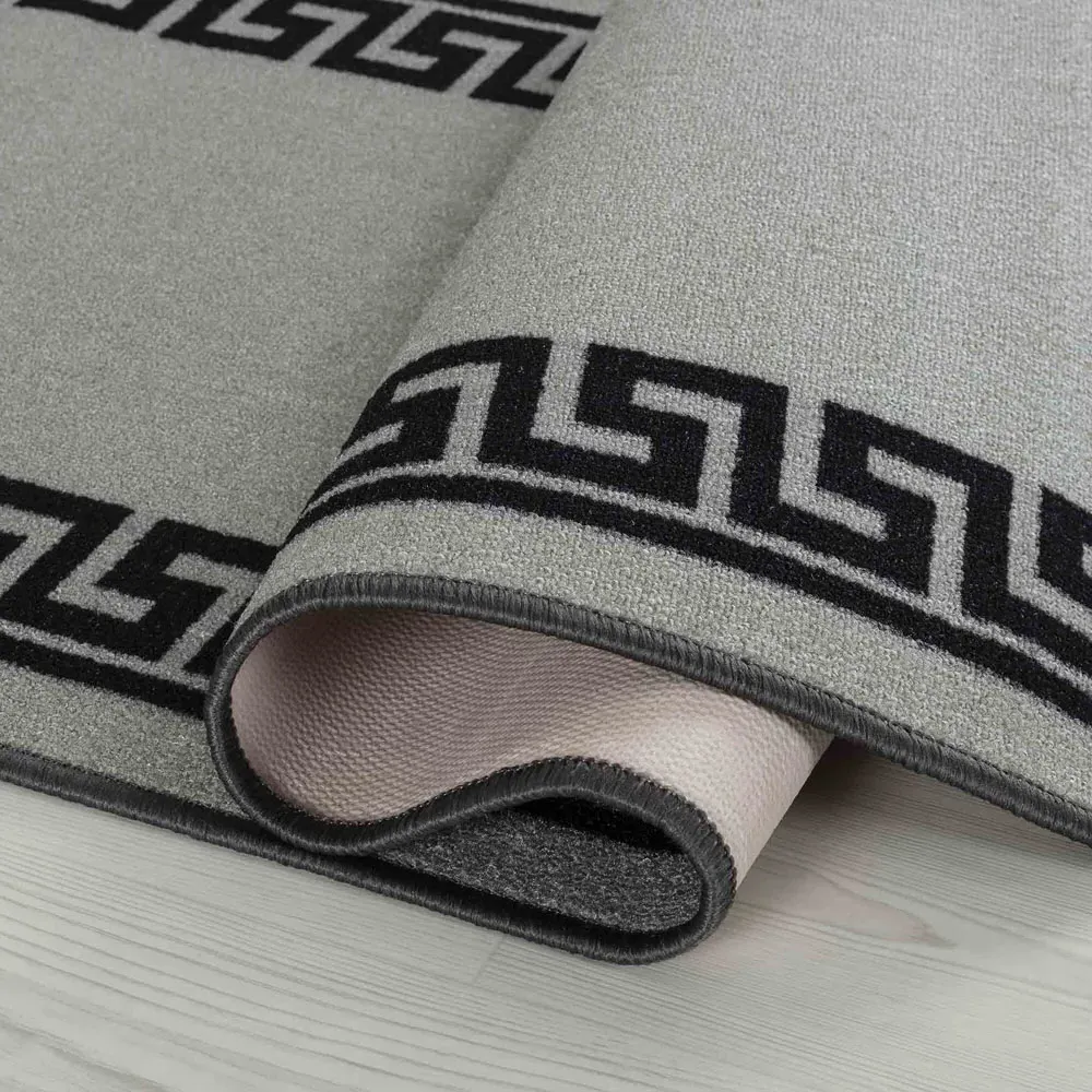 Havana Greek Key Anti Slip Door Mat - Grey, Nylon
