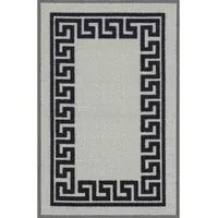 Havana Greek Key Anti Slip Door Mat - Grey, Nylon