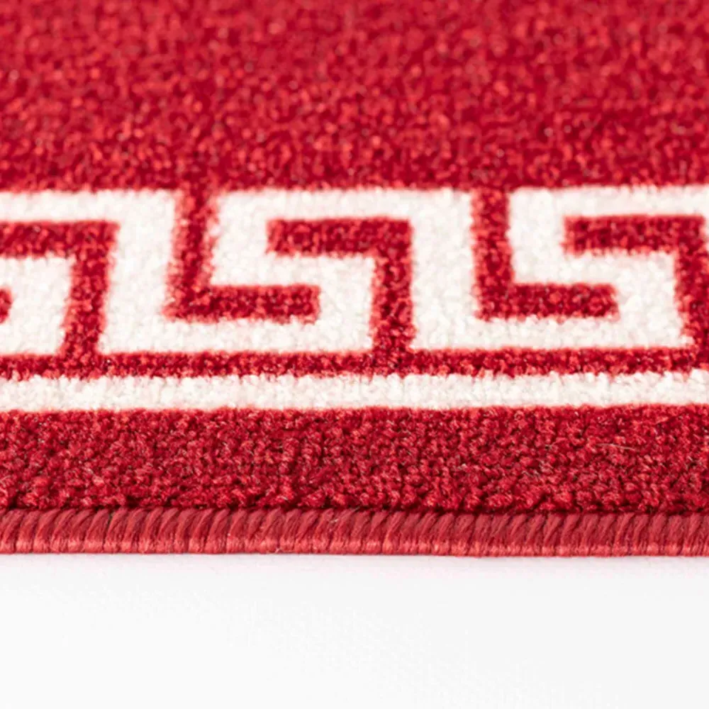 Havana Greek Key Anti Slip Door Mat - Red, Nylon