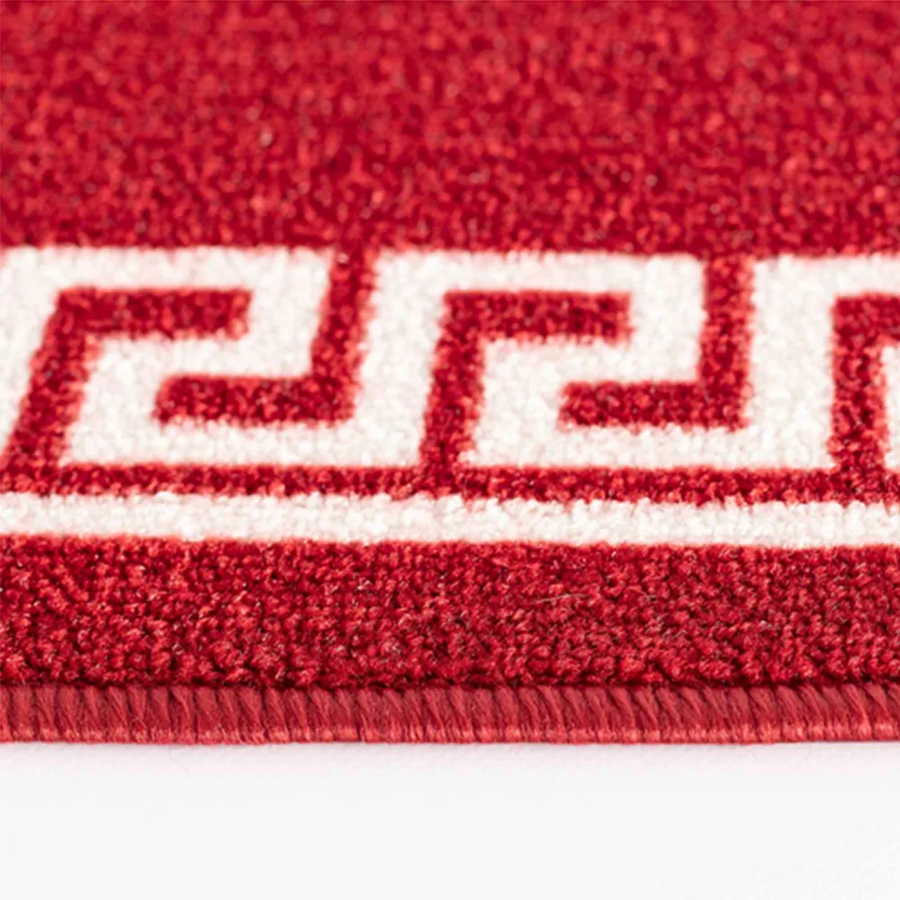 Havana Greek Key Anti Slip Door Mat - Red, Nylon