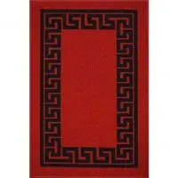Havana Greek Key Anti Slip Door Mat - Red, Nylon