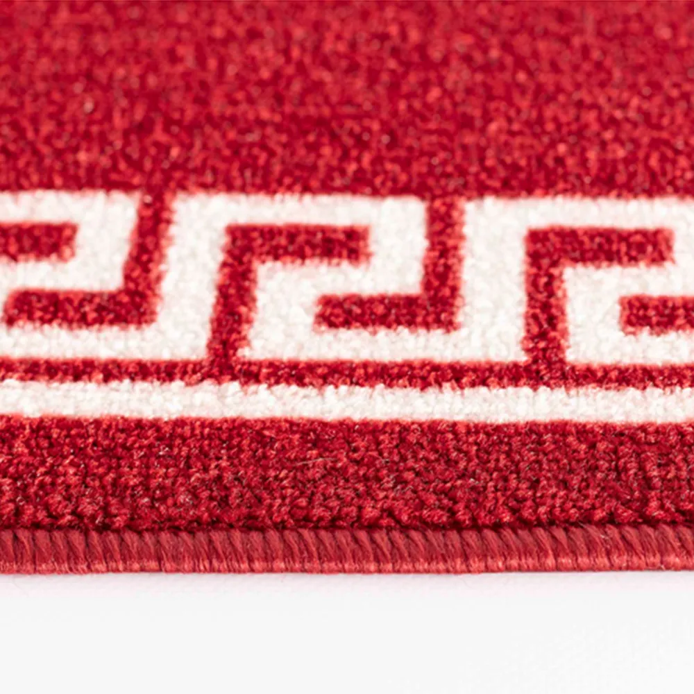Havana Greek Key Anti Slip Door Mat - Red, Nylon