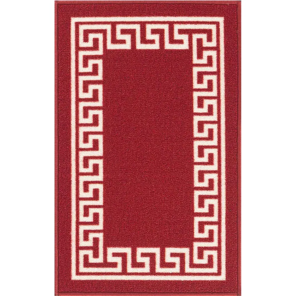 Havana Greek Key Anti Slip Door Mat - Red, Nylon image