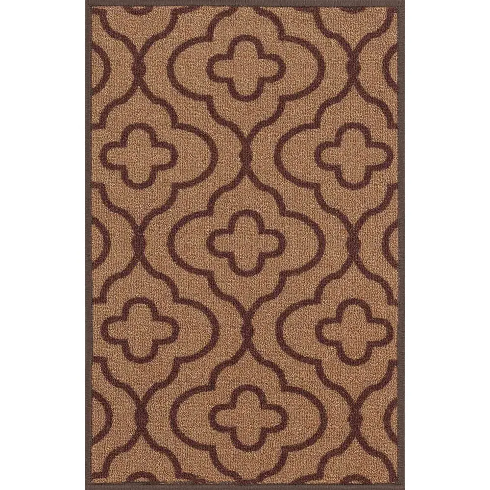 Havana Quatrefoil Anti Slip Door Mat - Beige, Nylon